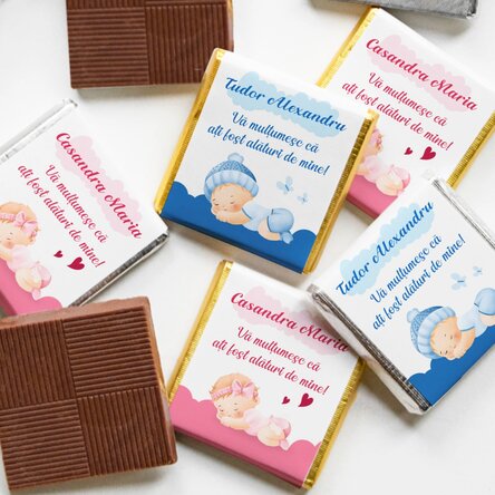 Mini ciocolată mărturie de botez personalizată - Baby