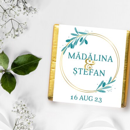 Mini ciocolată mărturie personalizată cu mesaj - Elegant