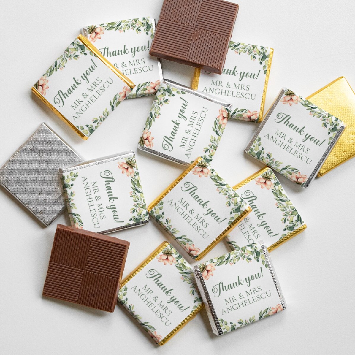 Mini ciocolată mărturie personalizată cu mesaj - Thank you!