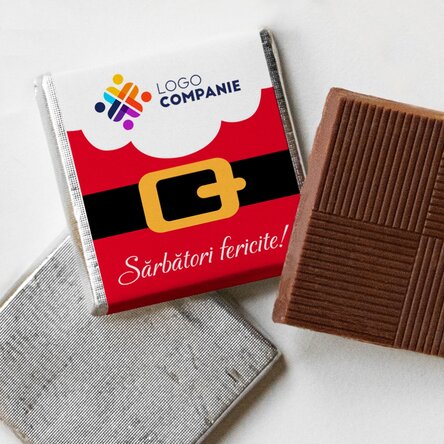 Mini ciocolată personalizată cu logo - Moș Crăciun