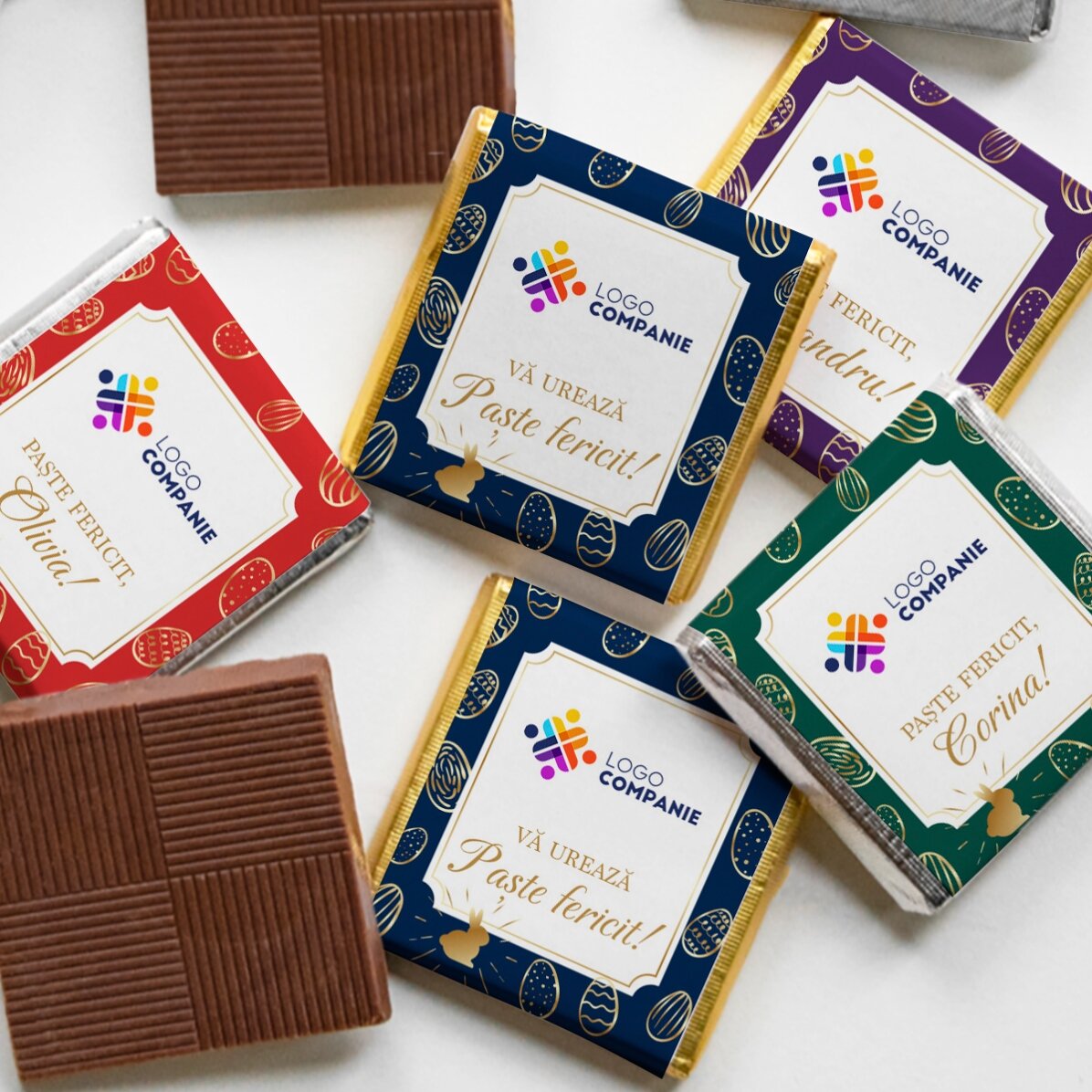 Mini ciocolată personalizată cu logo și mesaj - Easter eggs