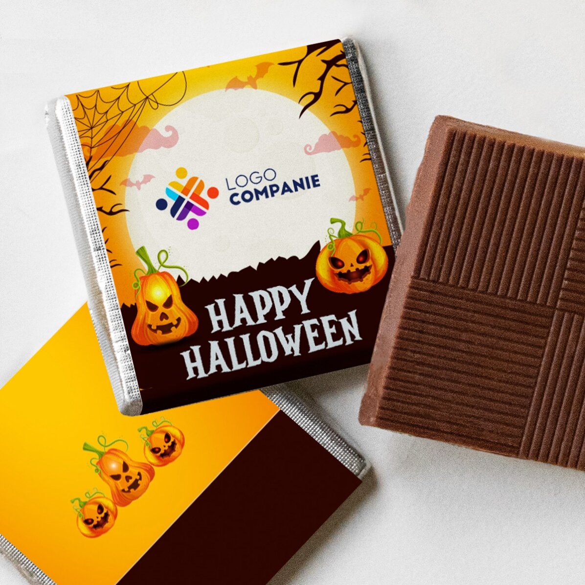 Mini ciocolată personalizată cu logo și mesaj - Happy Halloween