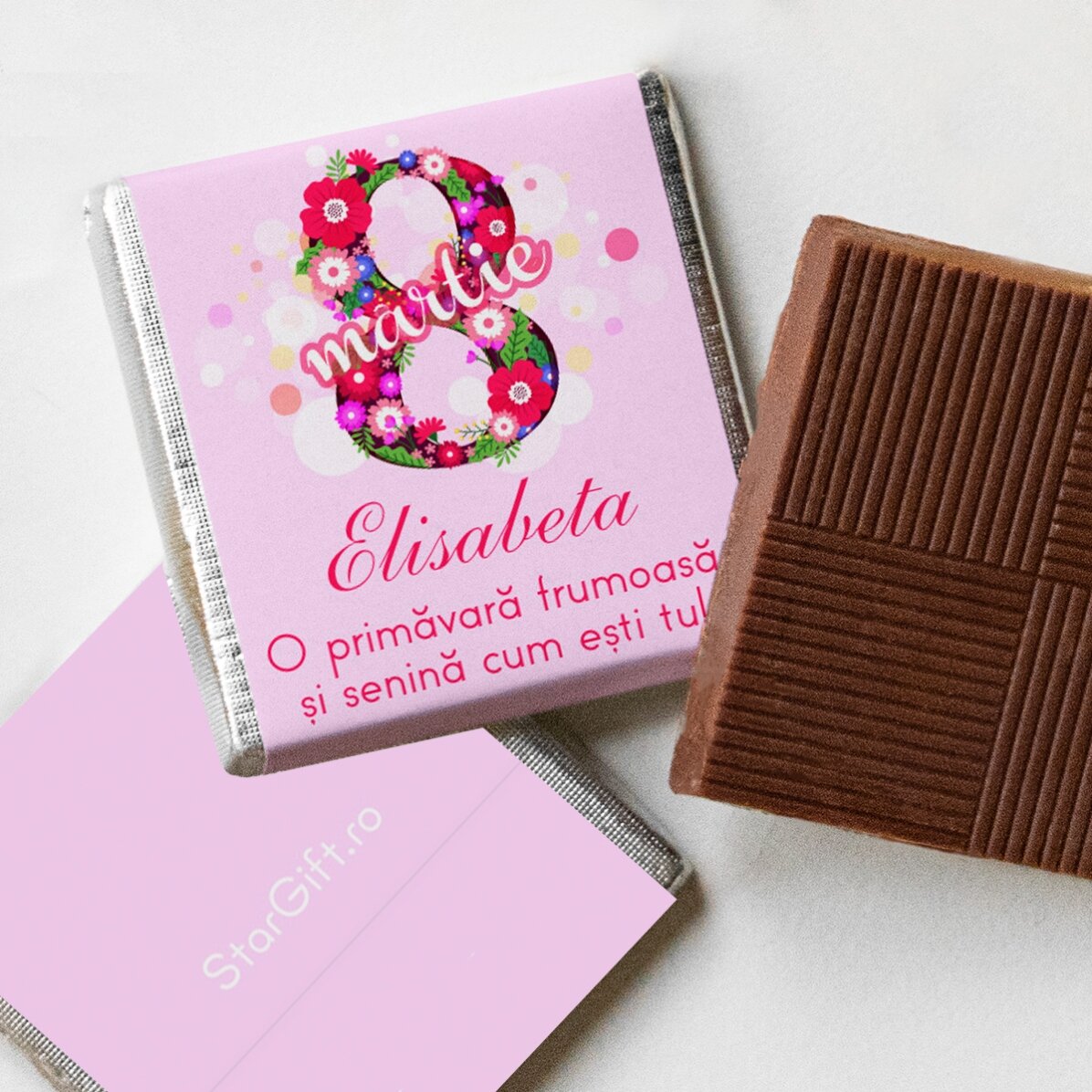 Mini ciocolată personalizată cu mesaj - 8 martie