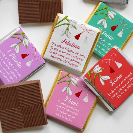 Mini ciocolată personalizată cu mesaj de Mărțișor