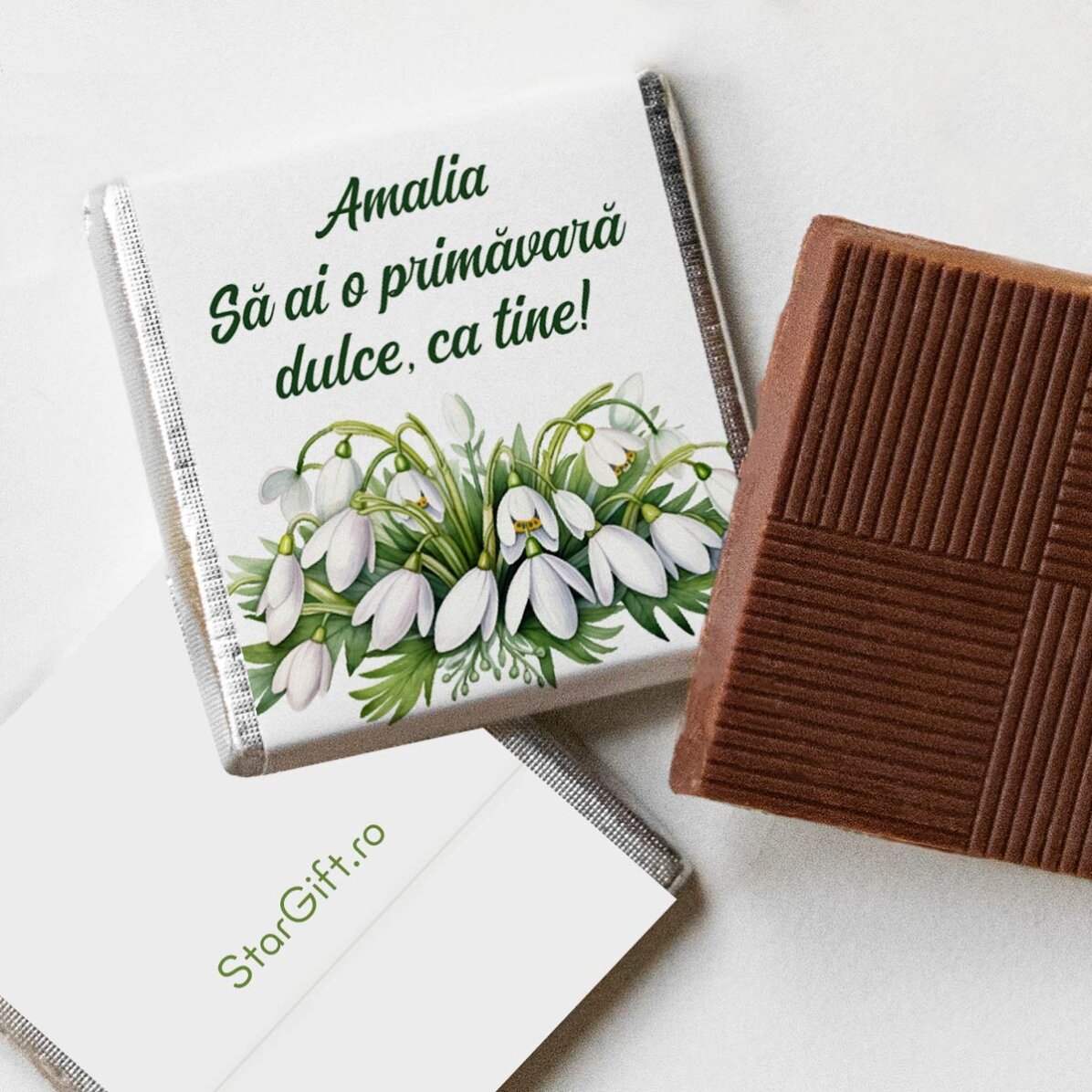 Mini ciocolată personalizată cu mesaj - Ghiocel