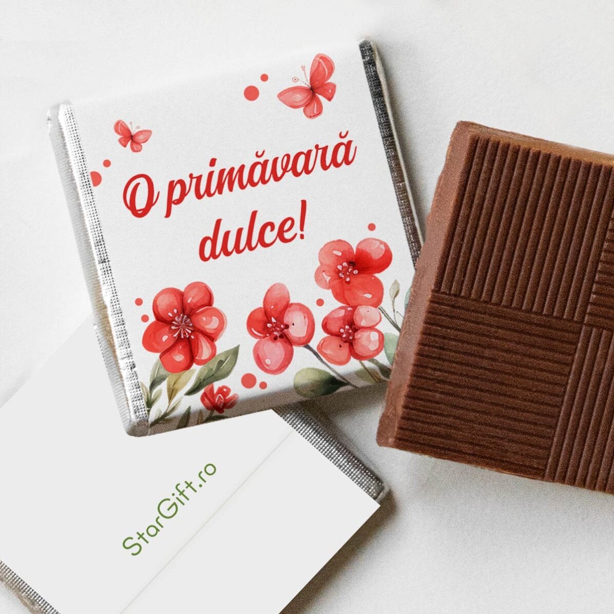 Mini ciocolată personalizată cu mesaj - O primăvară dulce
