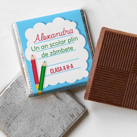 Mini ciocolată personalizată cu mesaj - Școală