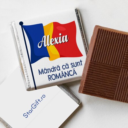 Mini ciocolată personalizată cu mesaj - Steagul românesc