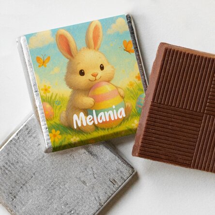 Mini ciocolată personalizată cu nume - Iepuraș de paște