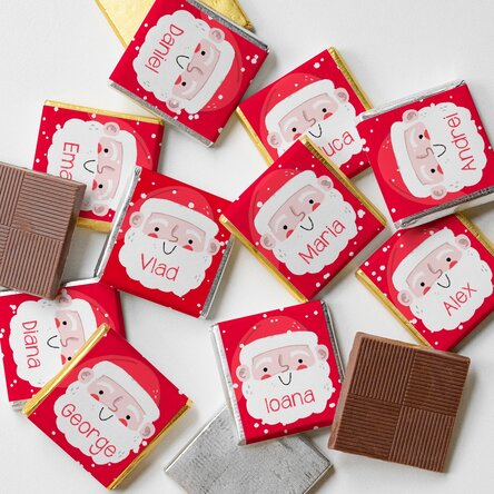 Set 10 mini ciocolățele personalizate cu nume - Moș Crăciun