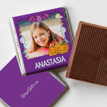 Mini ciocolată personalizată cu nume și poză - Halloween