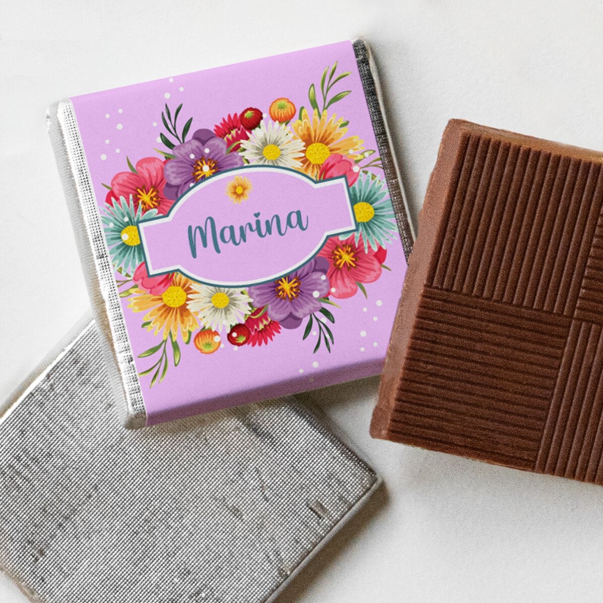 Mini ciocolată personalizată cu nume - Spring flowers