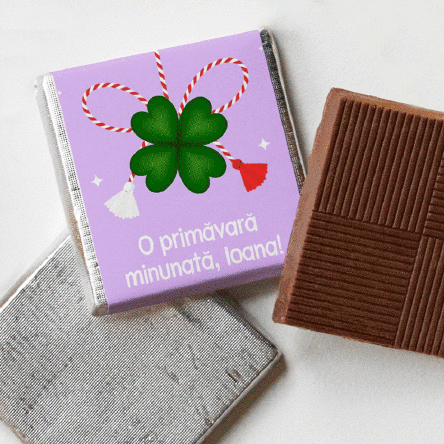 Mini ciocolată personalizată cu poză și mesaj - Mărțișor colorat
