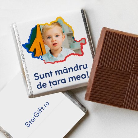 Mini ciocolată personalizată cu poză și mesaj - România