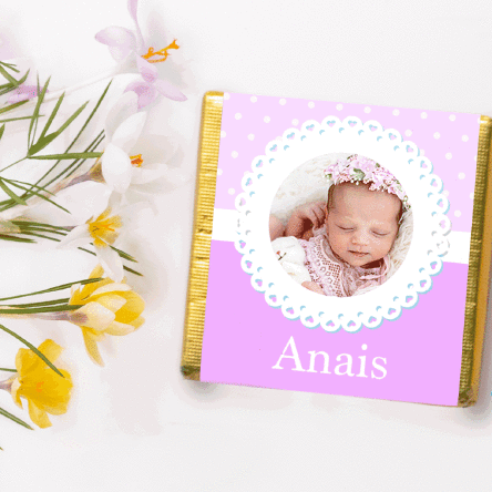 Mini ciocolată personalizată cu poză și text - Mărturie de botez 