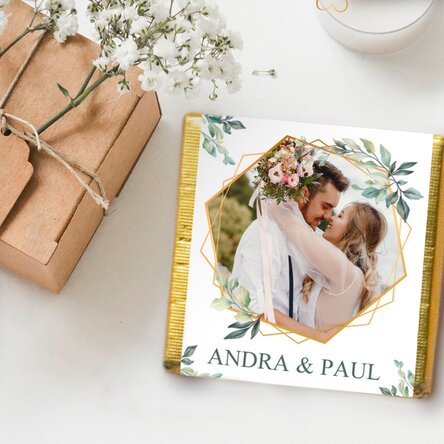 Mini ciocolată mărturie personalizată cu poză și text -  Elegance