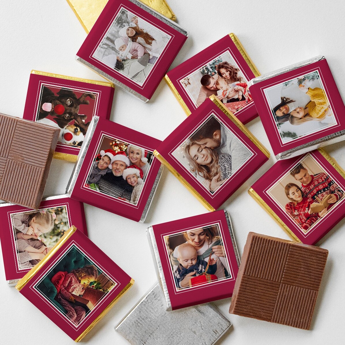 Set 10 mini ciocolățele personalizate cu poză 