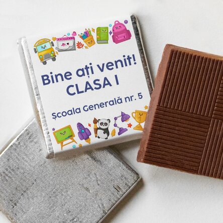 Mini ciocolată personalizată cu text - Welcome school