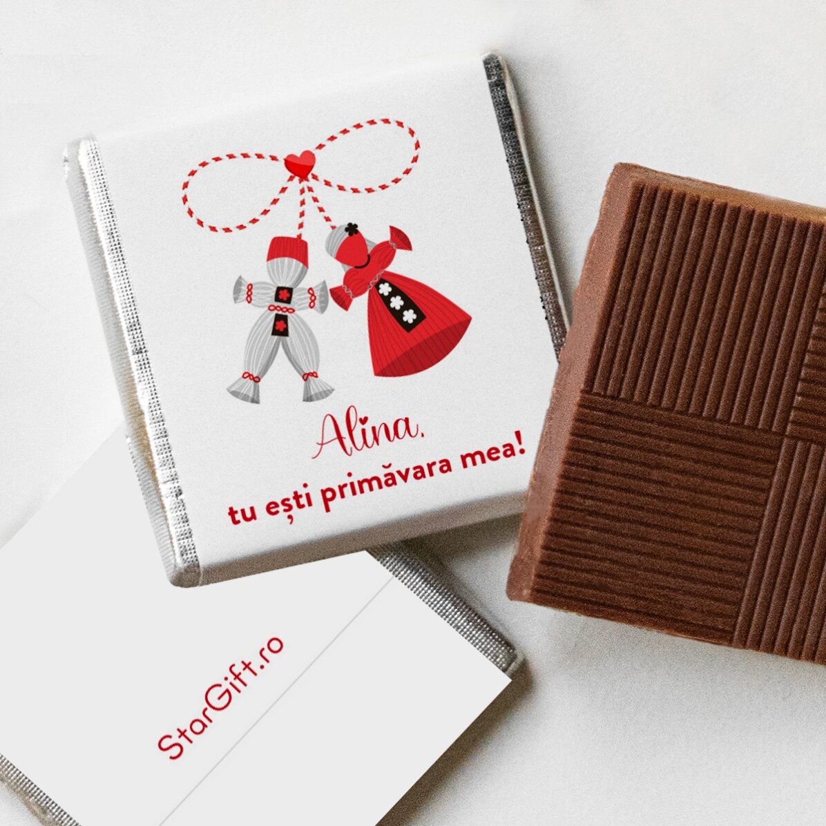 Mini ciocolată personalizată cu text - Mărțișor îndrăgostit
