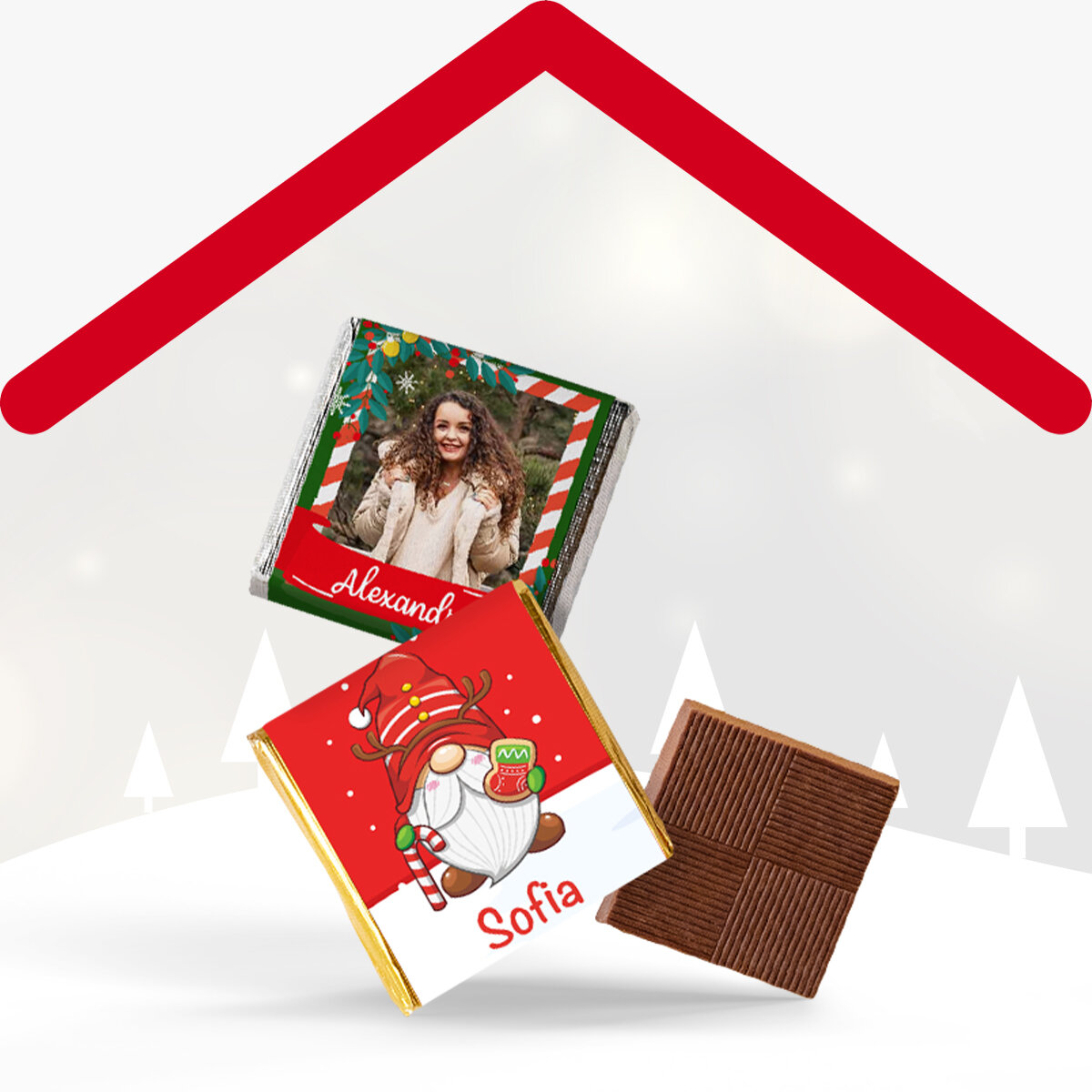 Személyre szabott mini csokoládék karácsonyra