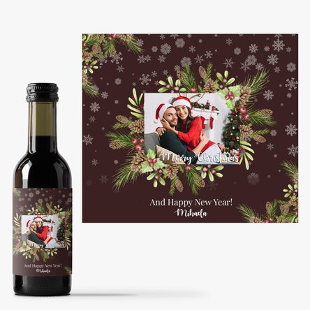 Mini sticluță de vin personalizată cu poză și text - Christmas decorations