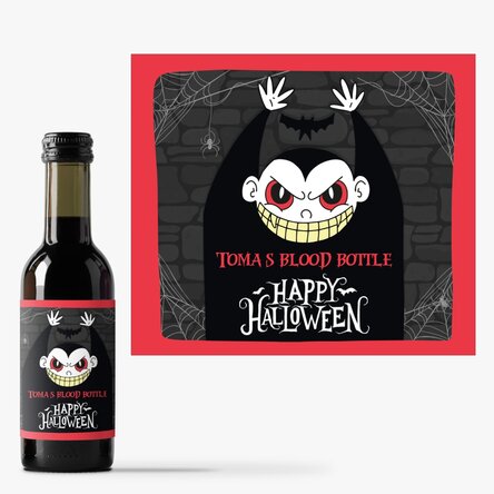 Mini sticluță de vin personalizată cu text - Happy Halloween Dracula