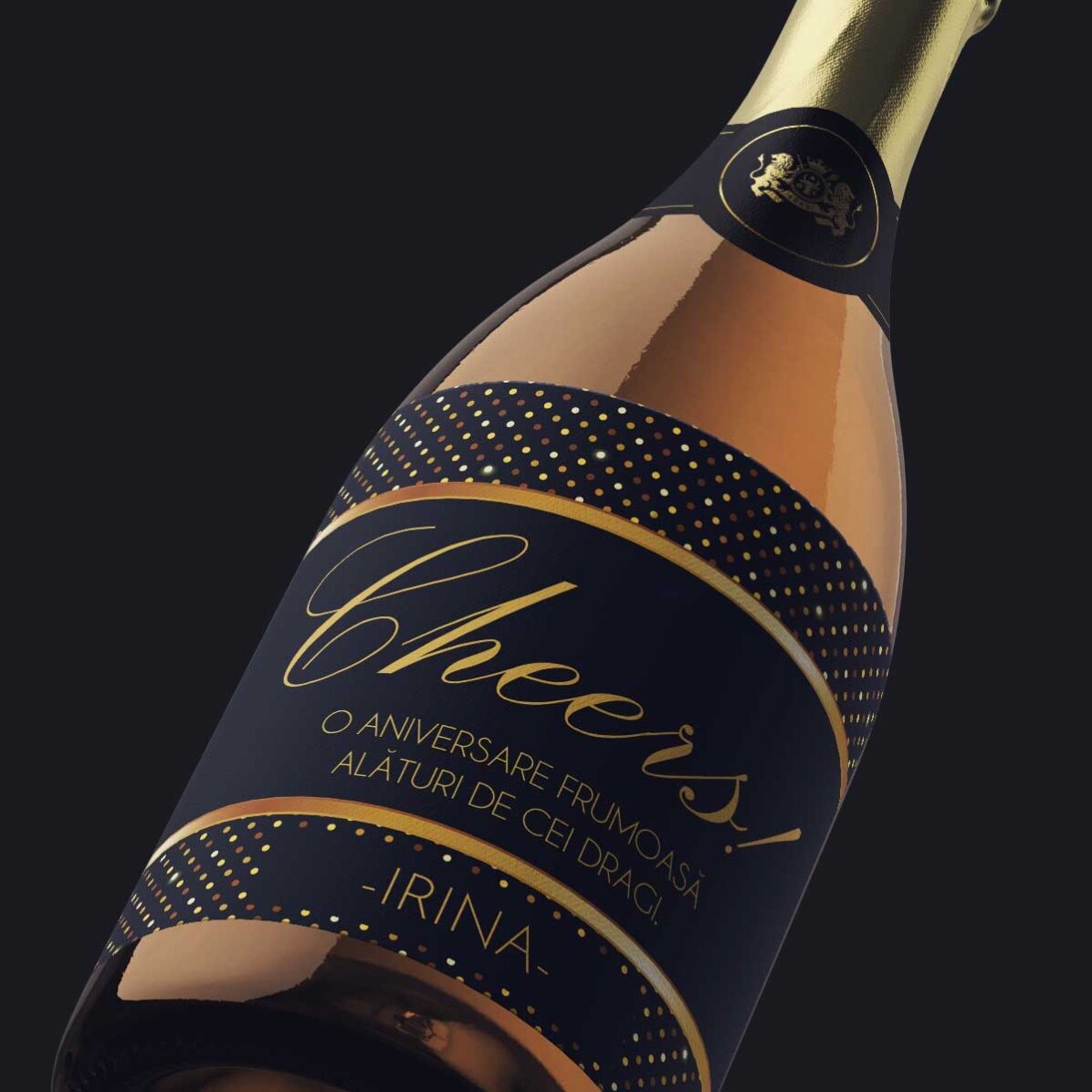 Mini sticluță de vin spumant personalizată - Cheers!