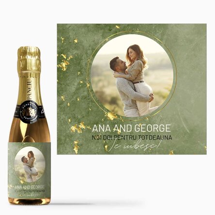 Mini sticluță de vin spumant personalizată cu poză și text - Noi doi
