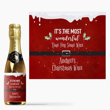 Mini sticluță de vin spumant personalizată cu text - Most wonderful time