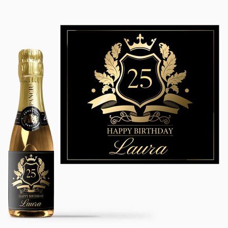 Mini sticluță de vin spumant personalizată cu text - Royalty