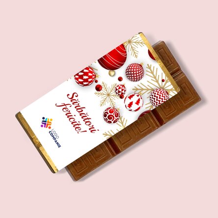 Mini tabletă de ciocolată personalizată cu logo și mesaj - Globuri