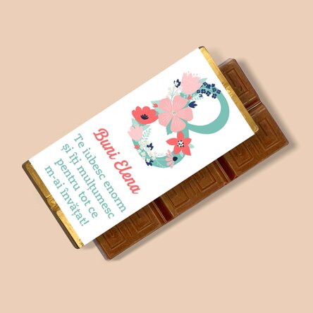 Mini tabletă de ciocolată personalizată cu mesaj - 8 Martie
