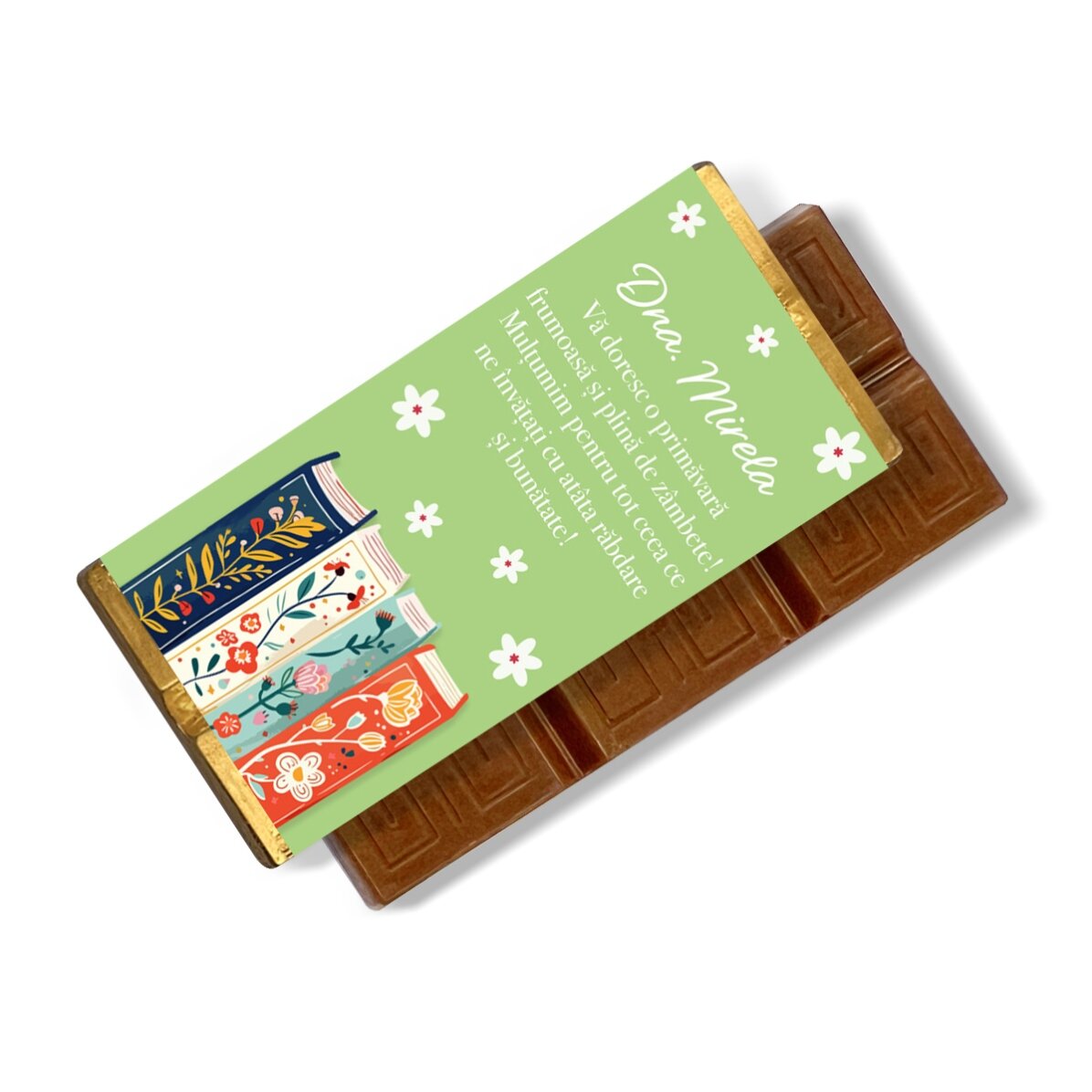 Mini tabletă de ciocolată personalizată cu mesaj - Books
