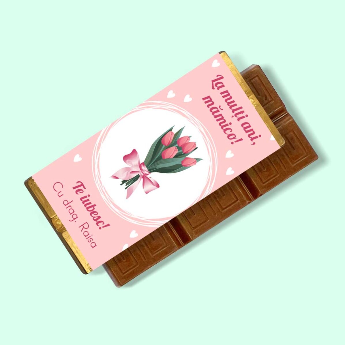 Mini csokoládé tábla személyre szabott üzenettel - Virágok
