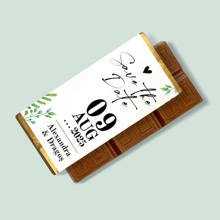 Mini tabletă de ciocolată personalizată cu mesaj - Save the date