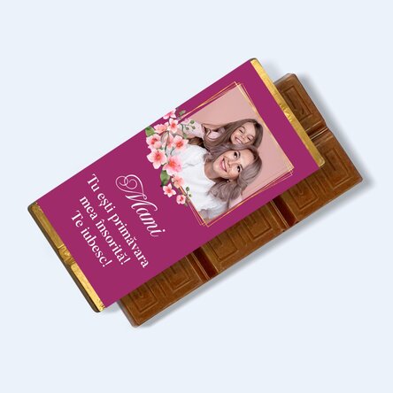Mini tabletă de ciocolată personalizată cu mesaj și poză - Draga mea