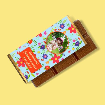 Mini csokoládé tábla, személyre szabott üzenettel és fotóval - Szép virágok
