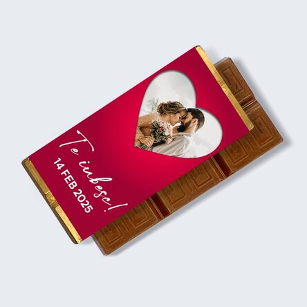 Mini tabletă de ciocolată personalizată cu o poză și mesaj - Heart