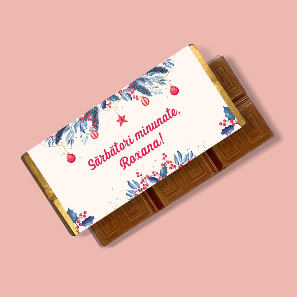 Mini tabletă de ciocolată personalizată cu text - Christmas