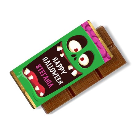 Mini tabletă de ciocolată personalizată cu text - Happy Halloween