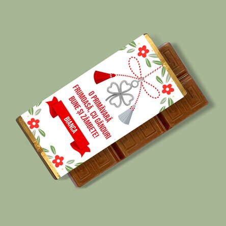 Mini tabletă de ciocolată personalizată cu text - Mărțișor
