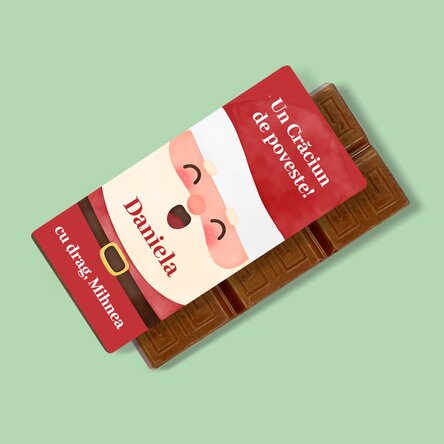 Mini tabletă de ciocolată personalizată cu text - Moș Crăciun
