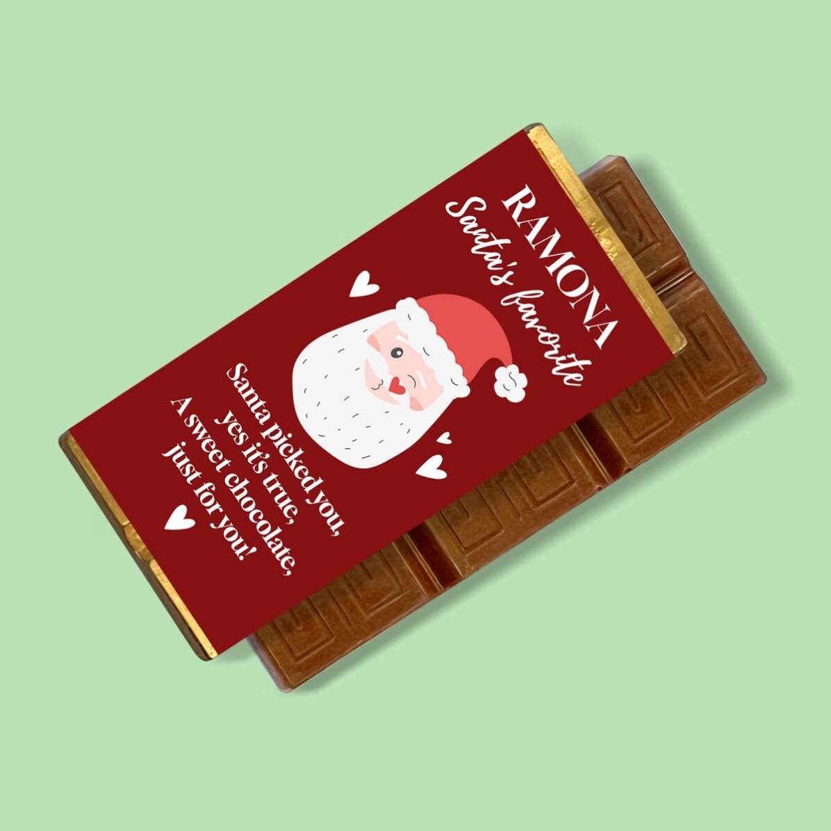 Mini tabletă de ciocolată personalizată cu text - Santa