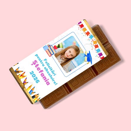 Személyre szabott mini csokoládétábla gyerekeknek fotóval és üzenettel - Érettségi