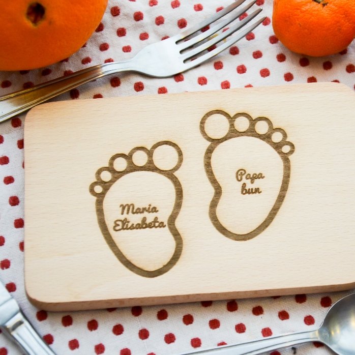 Mini tocător personalizat - Amprentă de bebeluș