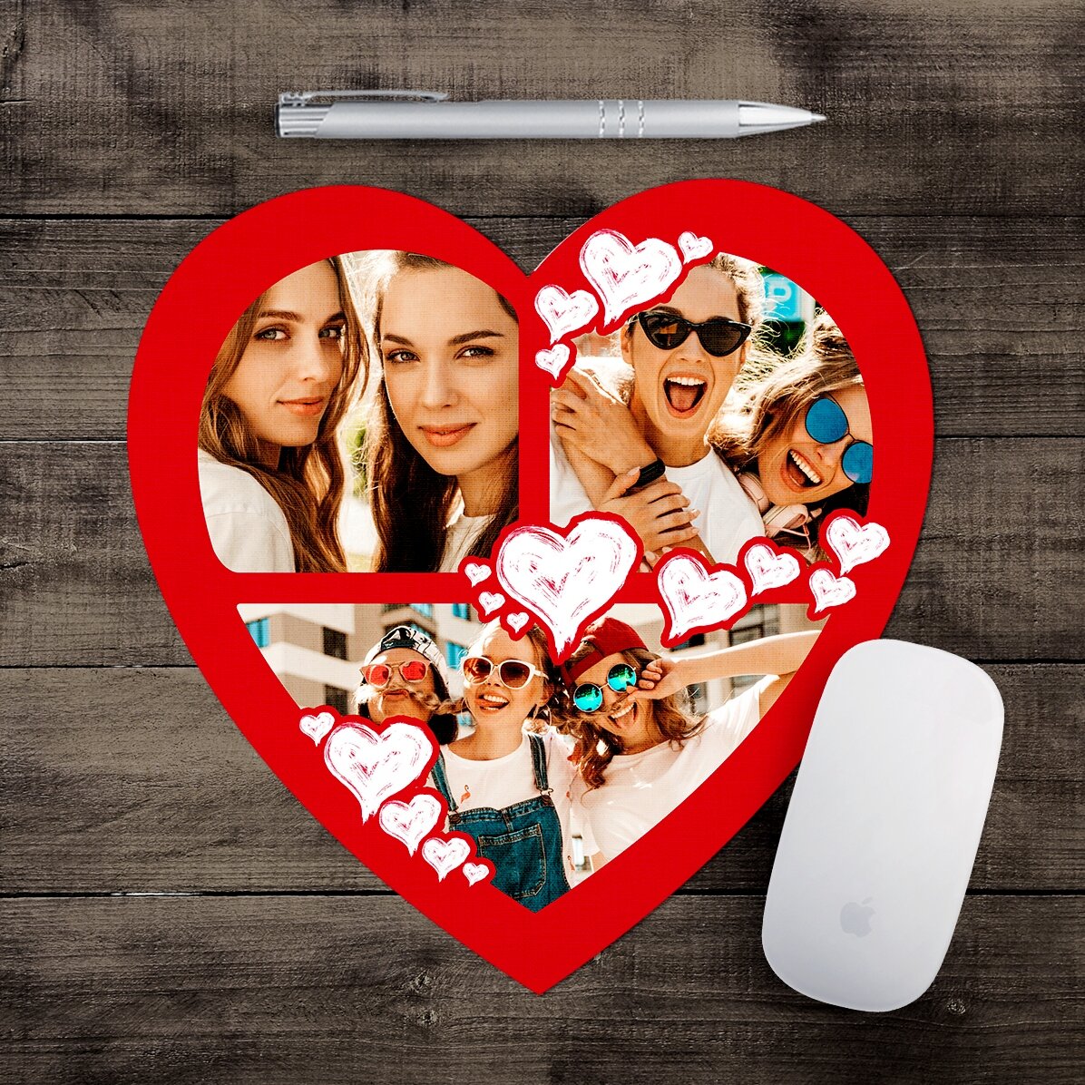 Mouse pad inima personalizat 3 poze