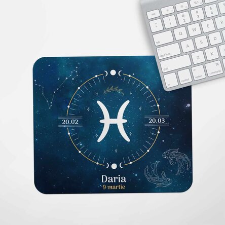 Mouse pad personalizat cu text - Zodia Pești