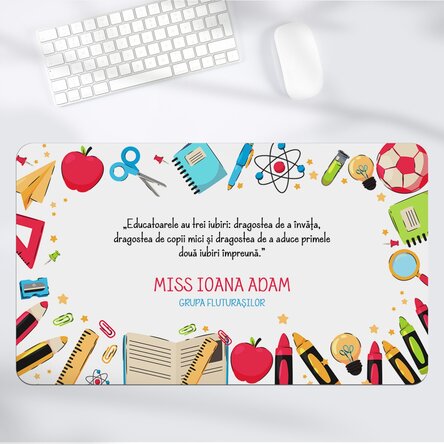 Mouse pad XXL personalizat cu mesaj pentru educatoare