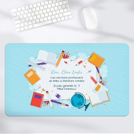 Mouse pad XXL personalizat cu mesaj pentru profesoară