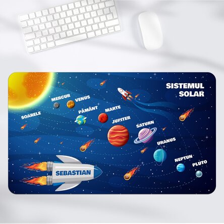 Mouse pad XXL personalizat cu nume pentru copii - Sistemul solar